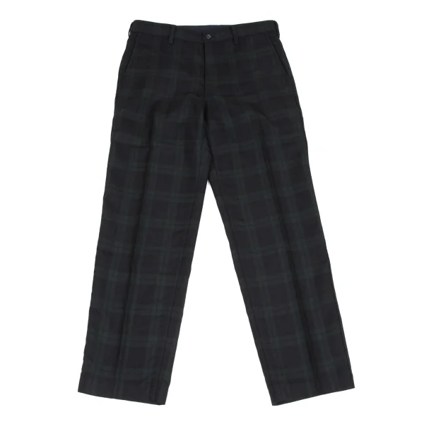 COMME des GARCONS HOMME Wool Black Watch Pants Green,Navy,Black S K-175049_001