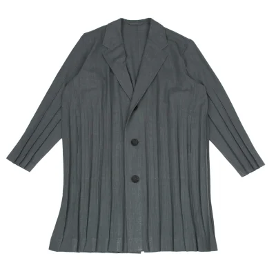 ISSEY MIYAKE MEN Pleated Switching Long Jacket