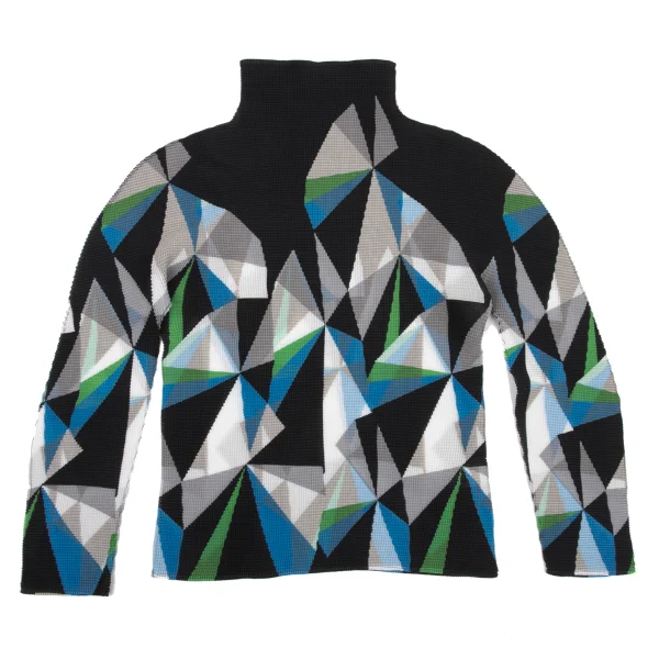 ISSEY MIYAKE me Graphic Print High-neck Stretch Pleated Top K-175066_002