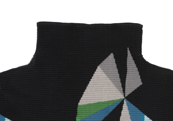 ISSEY MIYAKE me Graphic Print High-neck Stretch Pleated Top K-175066_003