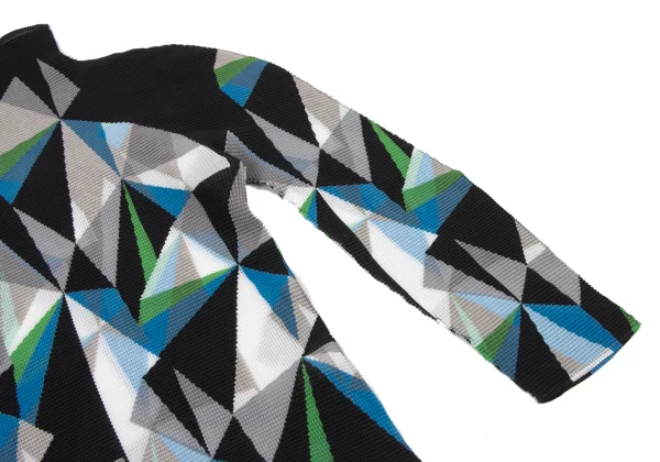 ISSEY MIYAKE me Graphic Print High-neck Stretch Pleated Top K-175066_004