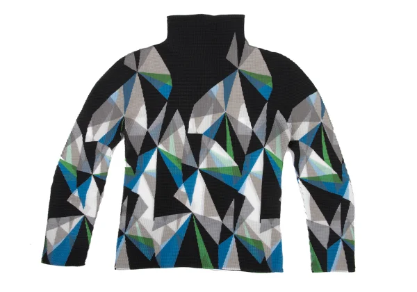 ISSEY MIYAKE me Graphic Print High-neck Stretch Pleated Top K-175066_008