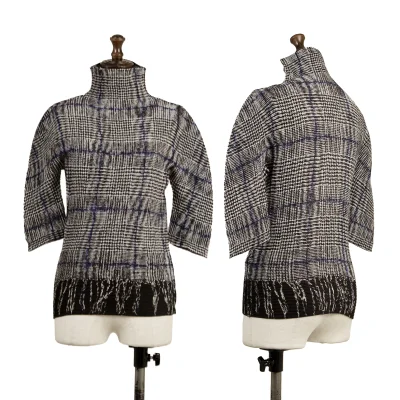 ISSEY MIYAKE me Plaid fabric Print High-neck Stretch Pleated Top