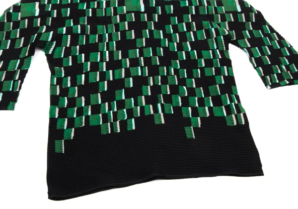 ISSEY MIYAKE me Square Print High-neck Half-sleeve Stretch Pleated Top K-175068_007