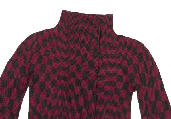 ISSEY MIYAKE me Check Print Stretch Pleated Buttonless Cardigan K-175073_003