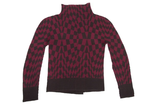 ISSEY MIYAKE me Check Print Stretch Pleated Buttonless Cardigan K-175073_009