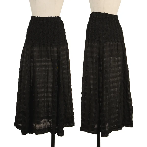 ISSEY MIYAKE me Cauliflower Switching Sheer Skirt Black F K-175074_001