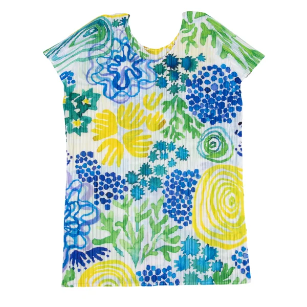 PLEATS PLEASE Graphic Watercolor Print French Sleeve T-Shirt K-175079_002