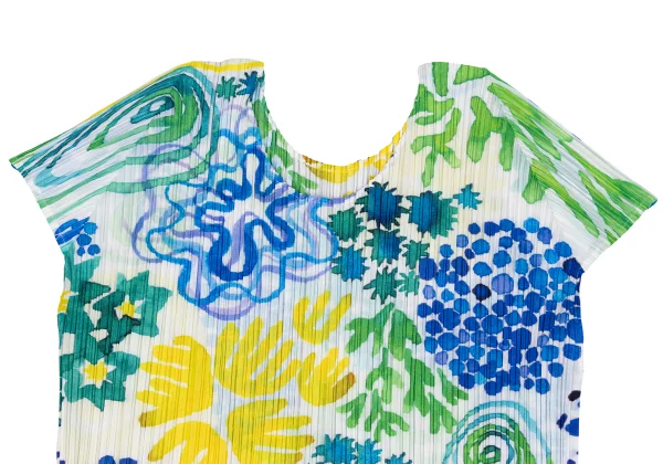 PLEATS PLEASE Graphic Watercolor Print French Sleeve T-Shirt K-175079_003
