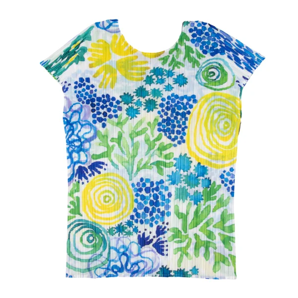PLEATS PLEASE Graphic Watercolor Print French Sleeve T-Shirt K-175079_009