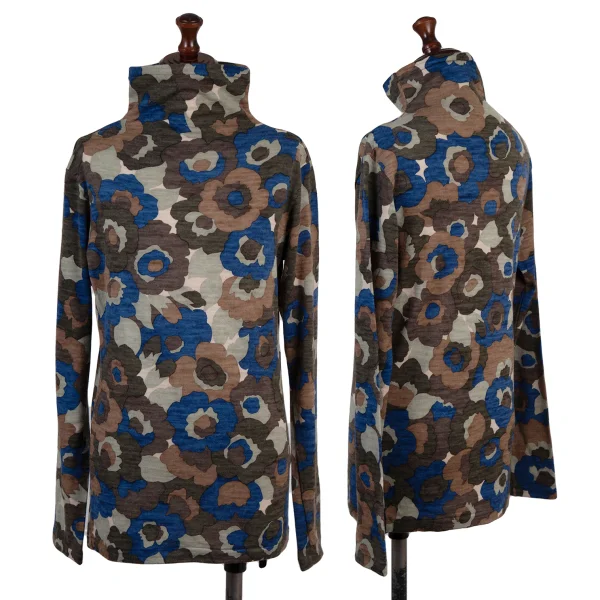 Y's Flower Print High-neck Knit Top Multi-Color 2 K-175091_001