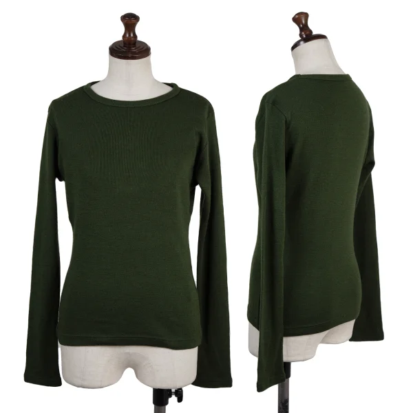 Y's Wool Blended Long-sleeve Knit Top Khaki 3 K-175092_001