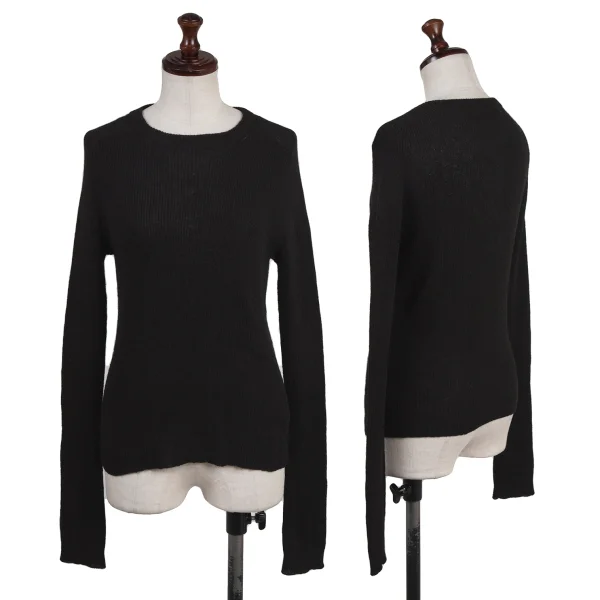 Y's Alpaca Raglan Sleeves Knit Sweater Black 3 K-175095_001