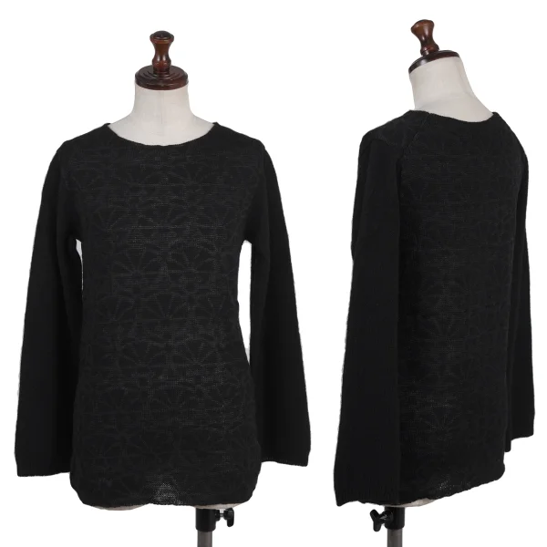 Y's Wool Graphic Printed Knit Sweater Black 3 K-175096_001