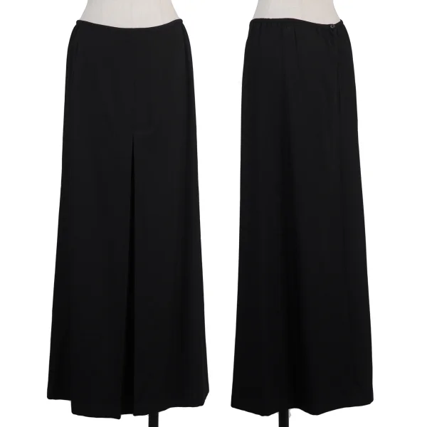 Y's Wool Gaba Pleats Skirt Black 3 K-175100_001
