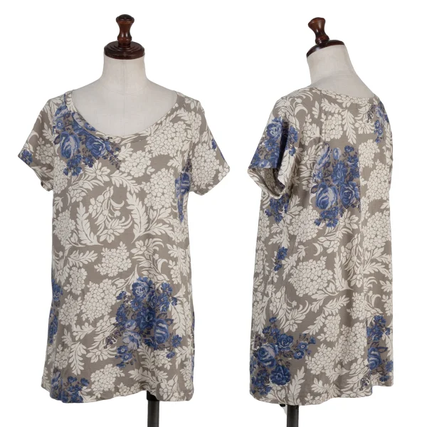 zucca Cotton Floral Raglan T Shirt Beige M K-175102_001