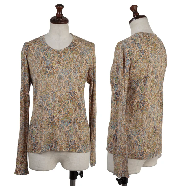zucca Rayon Wool Paisley Printed T Shirt Beige,Multi-Color M K-175104_001
