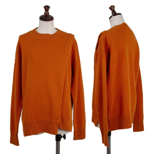 zucca Wool Knit Sweater Open Front Button  Orange M K-175107_001