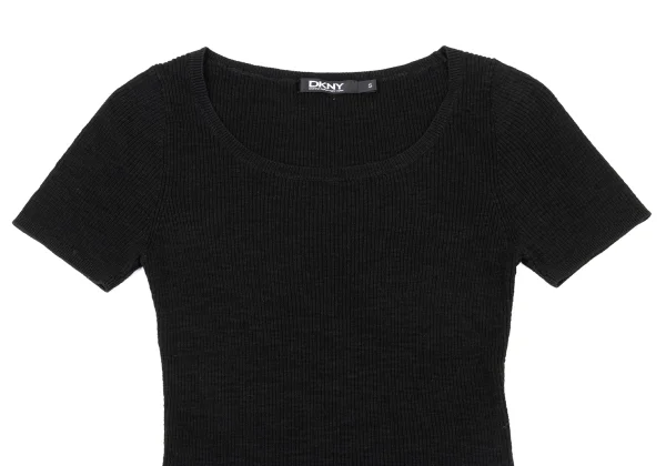 DKNY Cotton Blend Short Sleeve Ribbed Knit Top K-175111_002