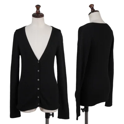 DKNY Cotton Blend V-neck Ribbed Knit Cardigan