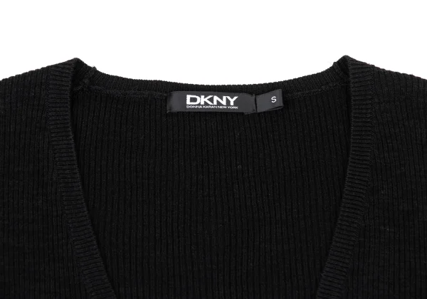 DKNY Cotton Blend V-neck Ribbed Knit Cardigan K-175112_004