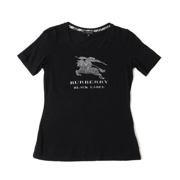 BURBERRY BLACK LABEL Rayon Blend Logo Print Stretch T-shirt Black 38 K-175117_001