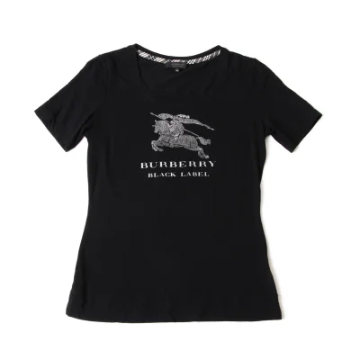 BURBERRY BLACK LABEL Rayon Blend Logo Print Stretch T-shirt