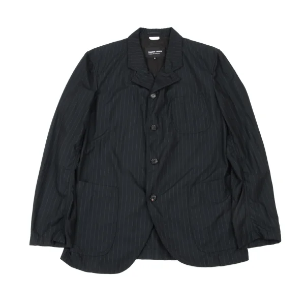 コムデギャルソン オムドゥCOMME des GARCONS HOMME DEUX ポリ混ストライプパッカリングセットアップ 紺XL K-175128_002