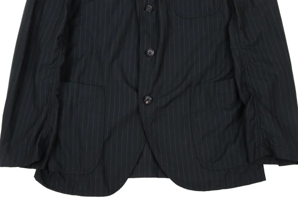 コムデギャルソン オムドゥCOMME des GARCONS HOMME DEUX ポリ混ストライプパッカリングセットアップ 紺XL K-175128_008