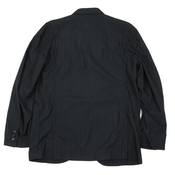 コムデギャルソン オムドゥCOMME des GARCONS HOMME DEUX ポリ混ストライプパッカリングセットアップ 紺XL K-175128_010