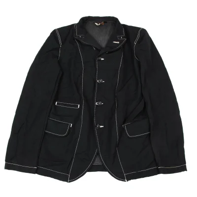 BLACK COMME des GARCONS Dyed Poly Cotton White Stitch Jacket