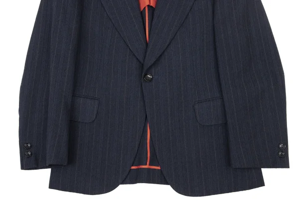 ジュンヤワタナベマン コムデギャルソンJUNYA WATANABE MAN COMME des GARCONS ウール混ストライプ1Bジャケット 紺M K-175137_009