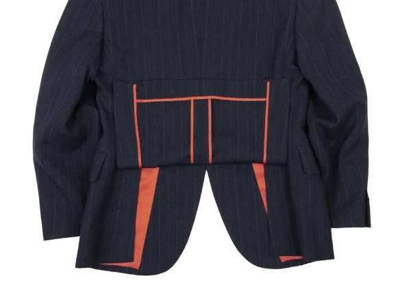 ジュンヤワタナベマン コムデギャルソンJUNYA WATANABE MAN COMME des GARCONS ウール混ストライプ1Bジャケット 紺M K-175137_014
