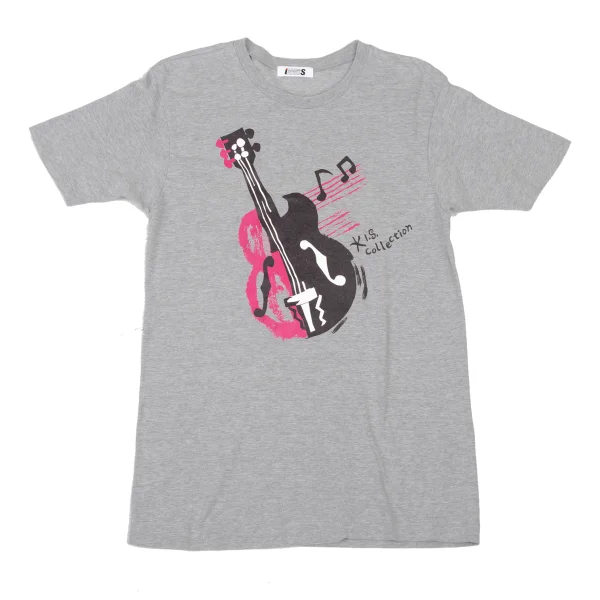 ISSEY MIYAKE I.S Guitar Print Short Sleeve T-shirt Grey S-M K-175148_001