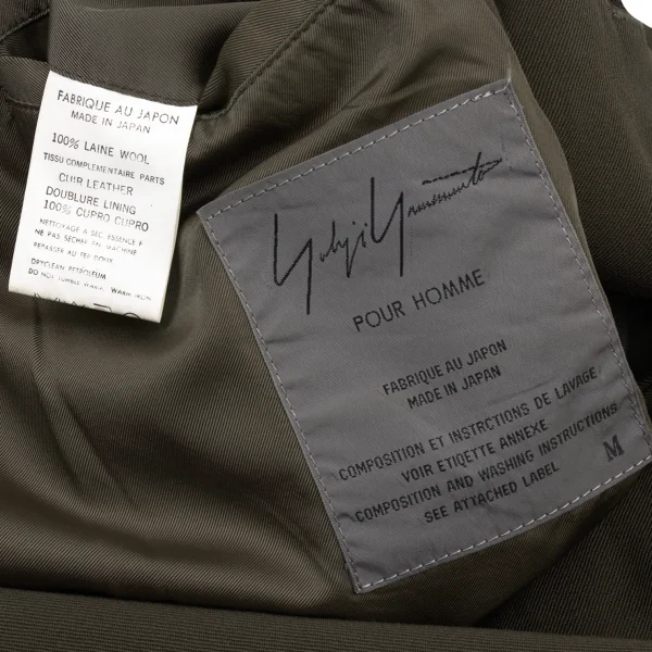 Yohji Yamamoto POUR HOMME Leather Trim Wool Gaba Jacket K-175182_019