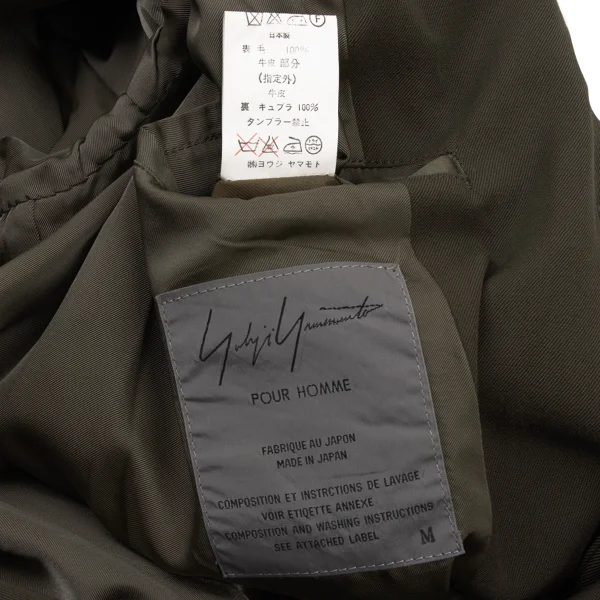 Yohji Yamamoto POUR HOMME Leather Trim Wool Gaba Jacket K-175182_020