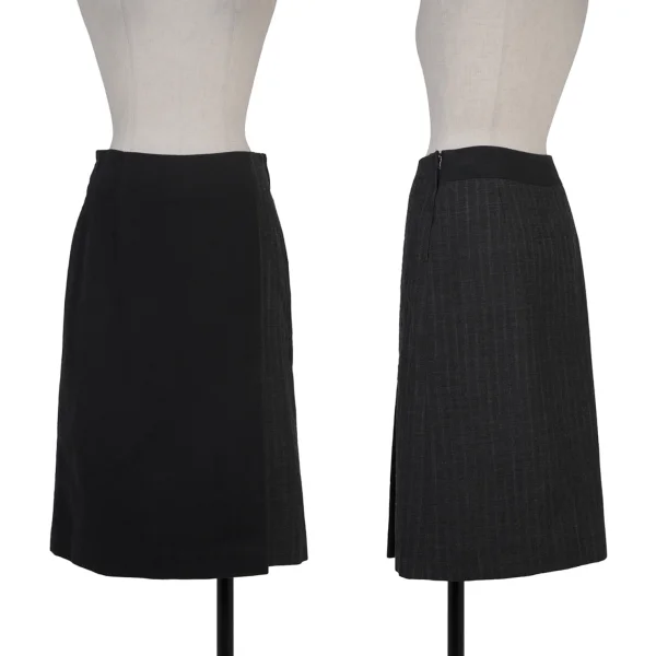 MASAKI MATSUSHIMA Switching Pleats Skirt Black,Grey 1 K-175187_001
