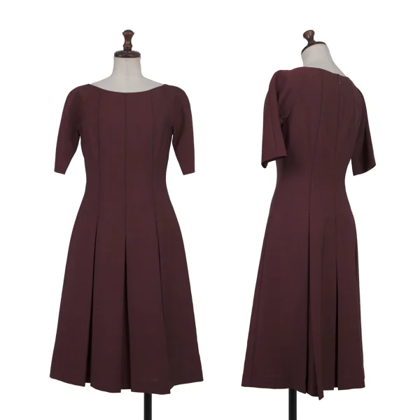 TOCCA Wool Stitch Tuck Pleats Dress Bordeaux 1 K-175190_001
