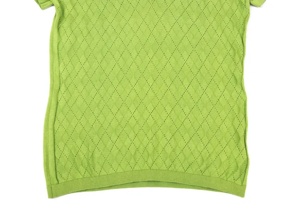 JOHN SMEDLEY Open-Stitch Argyle V-neck Knit Top K-175191_005