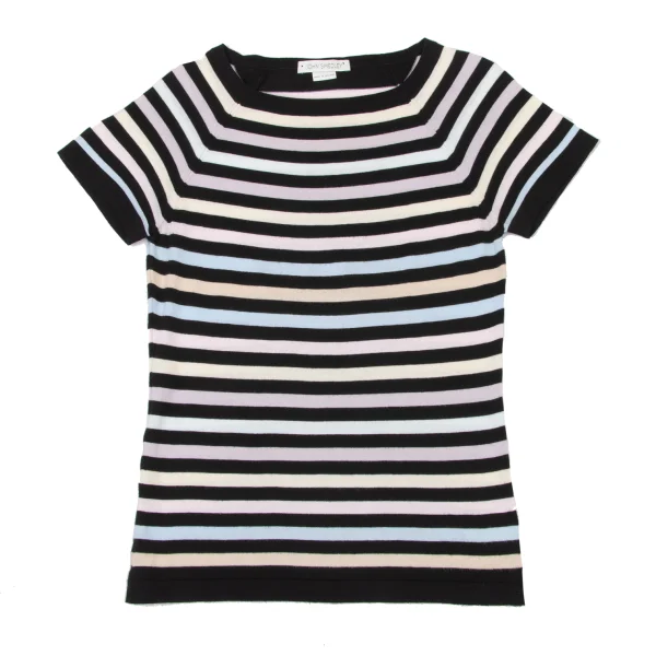 JOHN SMEDLEY Pastel-Striped Raglan Short Sleeve Knit Top K-175192_002