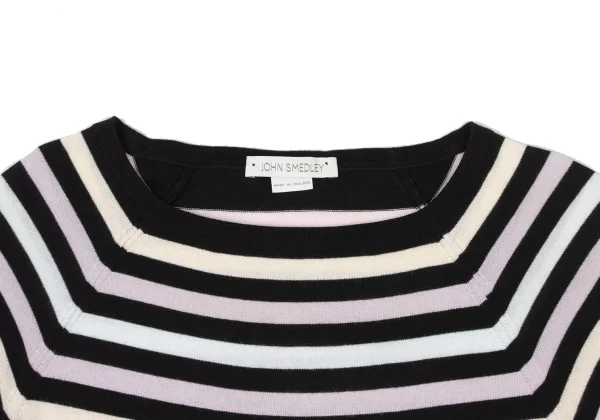 JOHN SMEDLEY Pastel-Striped Raglan Short Sleeve Knit Top K-175192_003