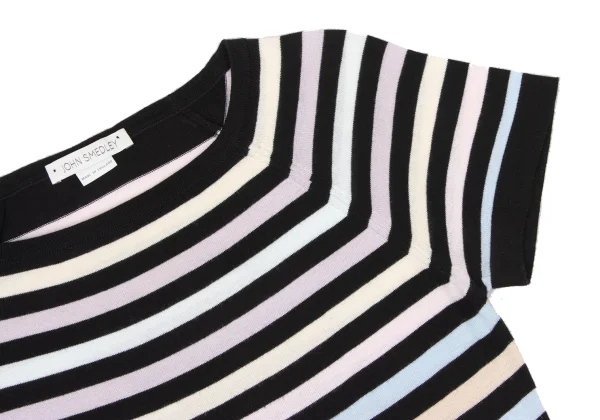 JOHN SMEDLEY Pastel-Striped Raglan Short Sleeve Knit Top K-175192_004