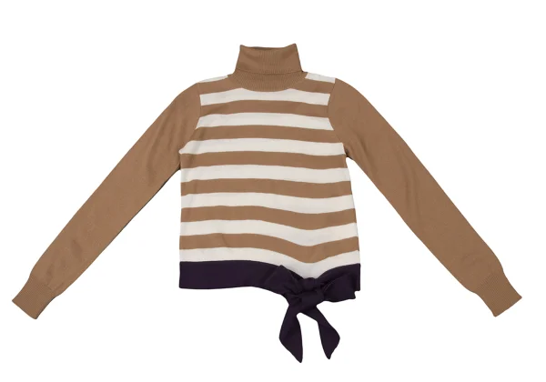 PAUL&JOE Ribbon Hem Striped Turtleneck Knit Sweater K-175193_002