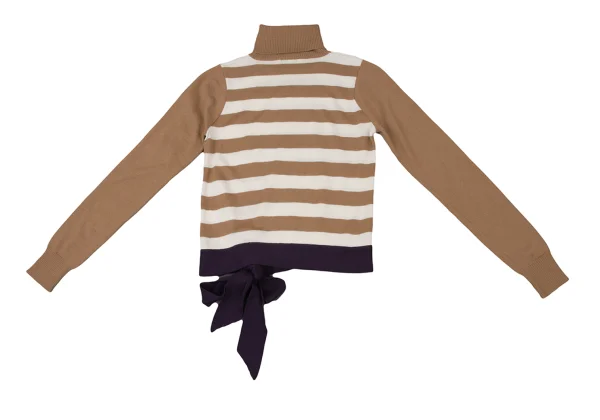 PAUL&JOE Ribbon Hem Striped Turtleneck Knit Sweater K-175193_012
