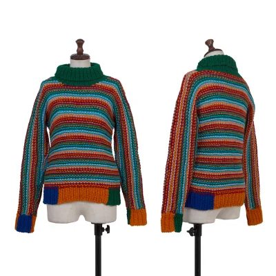 KANSAI YAMAMOTO Colorful Weave Turtleneck Knit Sweater