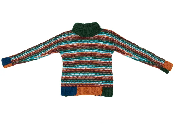 KANSAI YAMAMOTO Colorful Weave Turtleneck Knit Sweater K-175195_002