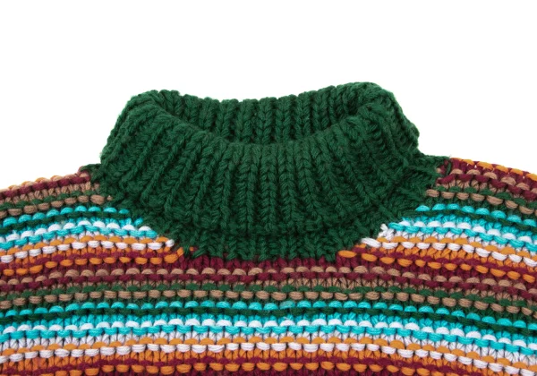 KANSAI YAMAMOTO Colorful Weave Turtleneck Knit Sweater K-175195_005