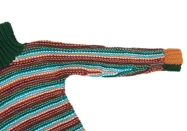 KANSAI YAMAMOTO Colorful Weave Turtleneck Knit Sweater K-175195_008