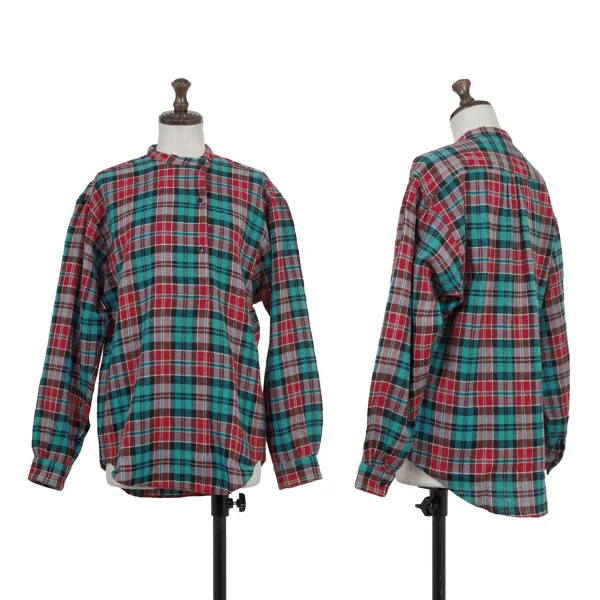 KENZO JAP Wool Pullover Check Blouse Red,Black,Sky blue M K-175196_001