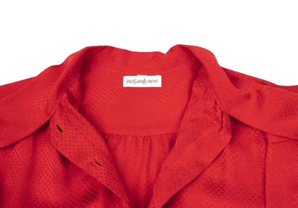Yves Saint Laurent×ALPHA CUBIC Silk Ribbon-neck Dot Jacquard Blouse K-175197_007